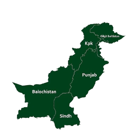 Map of Pakistan showing where The Farm's sources spices and delivers